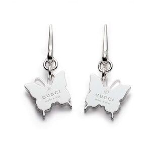 Gucci Butterfly Sterling Silver Drop Earrings Authentic Made in Italy